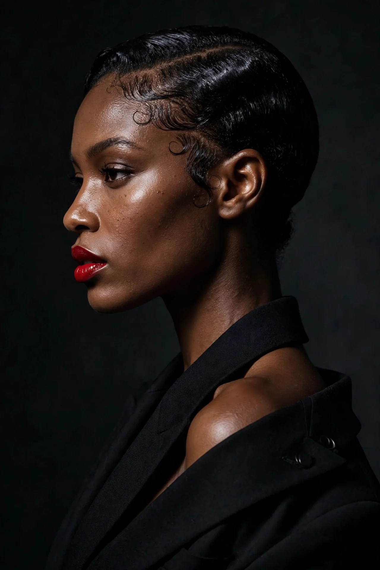 Slicked Back TWA with Sculpted Edges