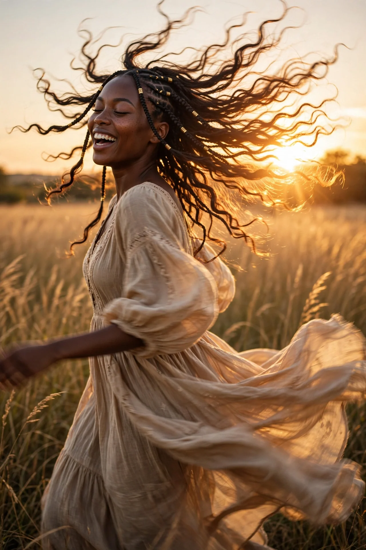 Boho Fulani Braids with Curly Ends