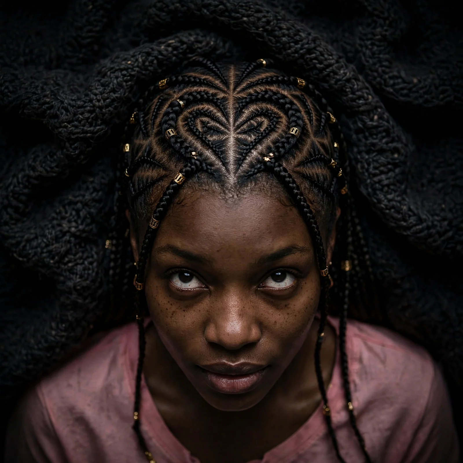 Heart-Shaped Cornrow Pattern