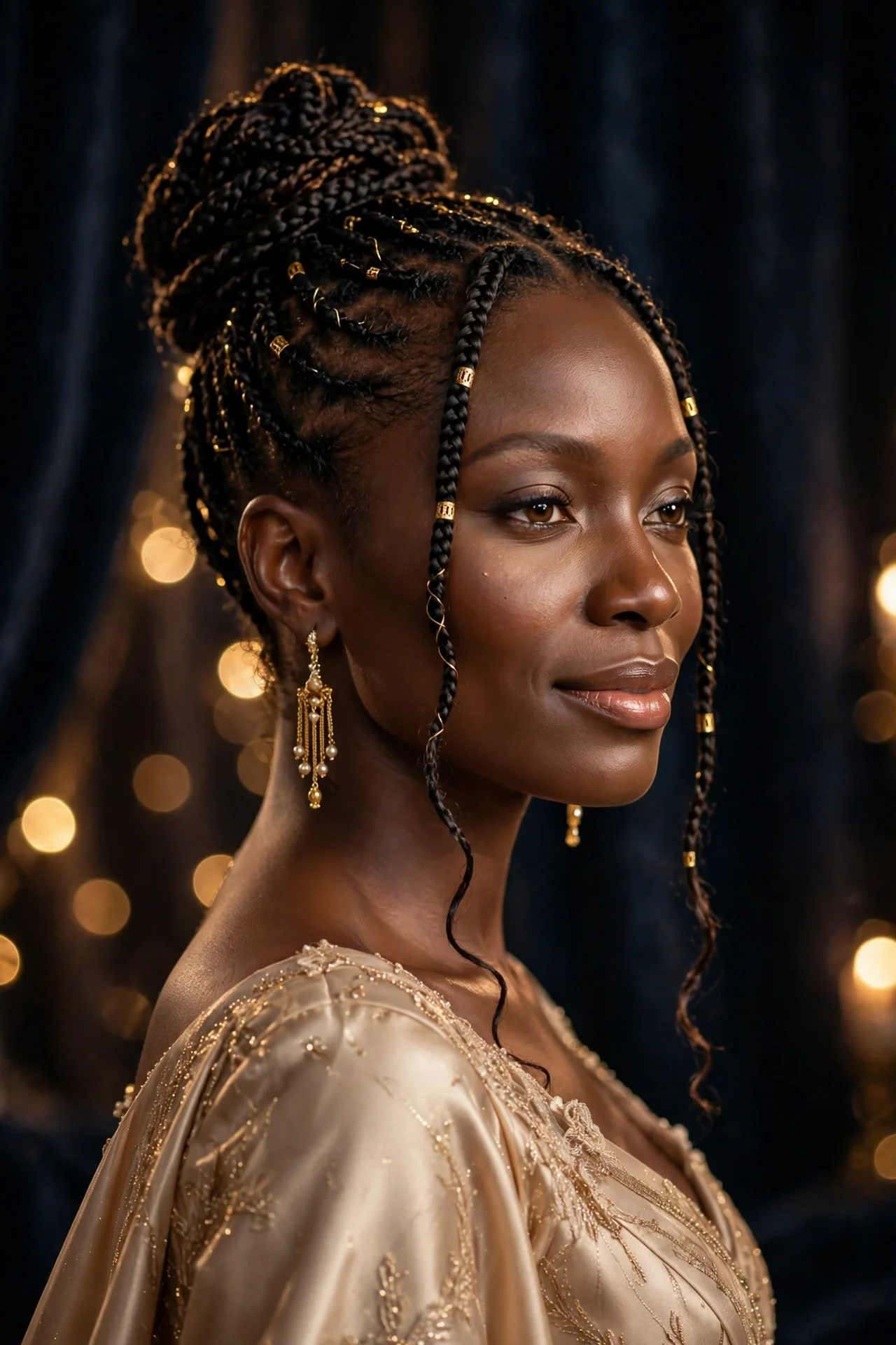 High Bun with Fulani Cornrows