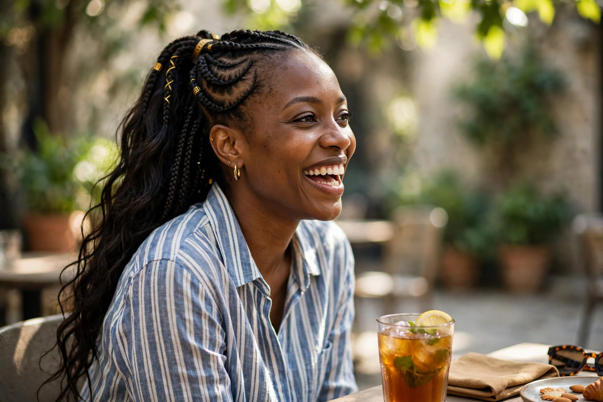 Half-Up Half-Down Fulani Braids