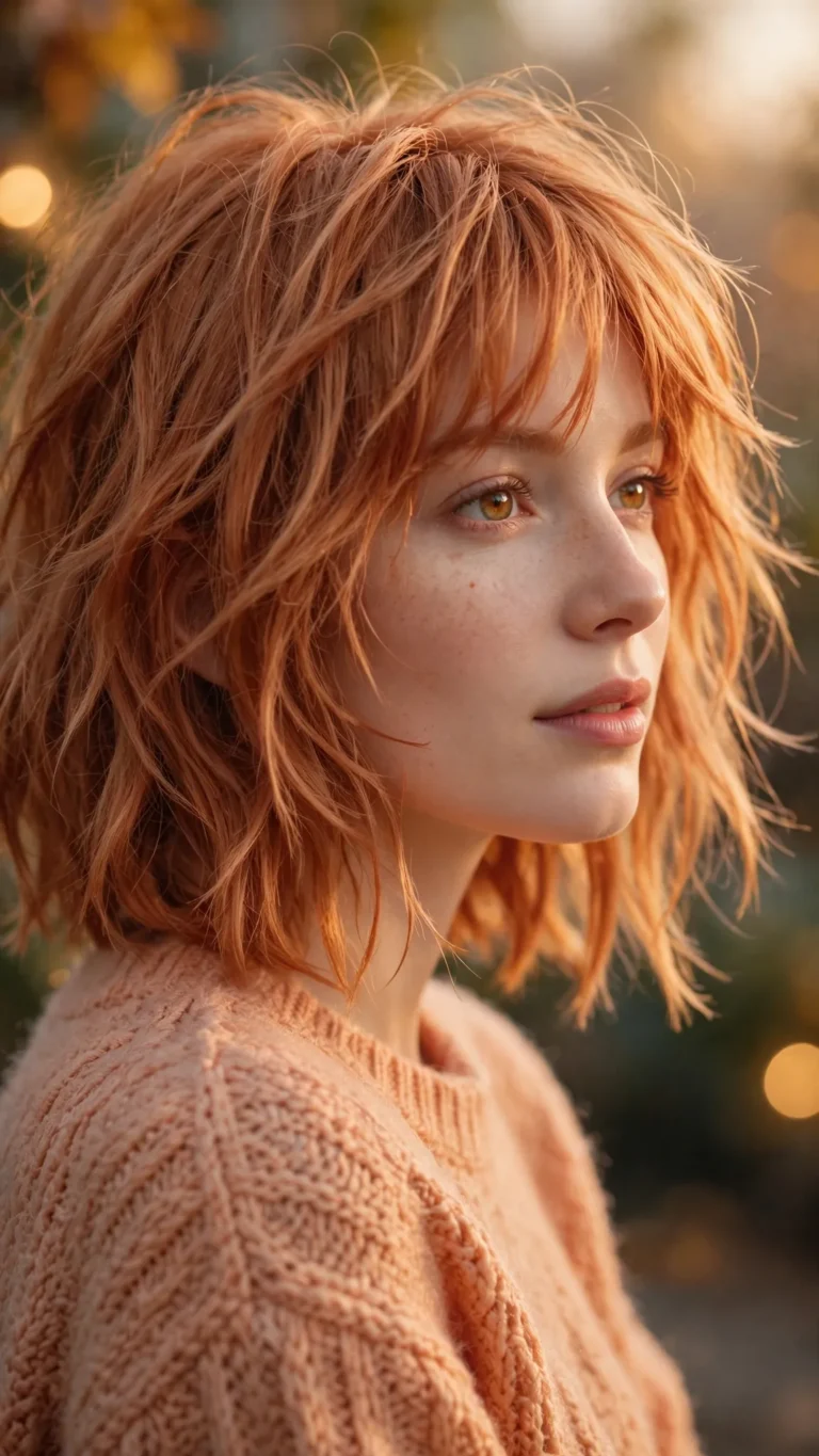 Strawberry Blonde Choppy Lob