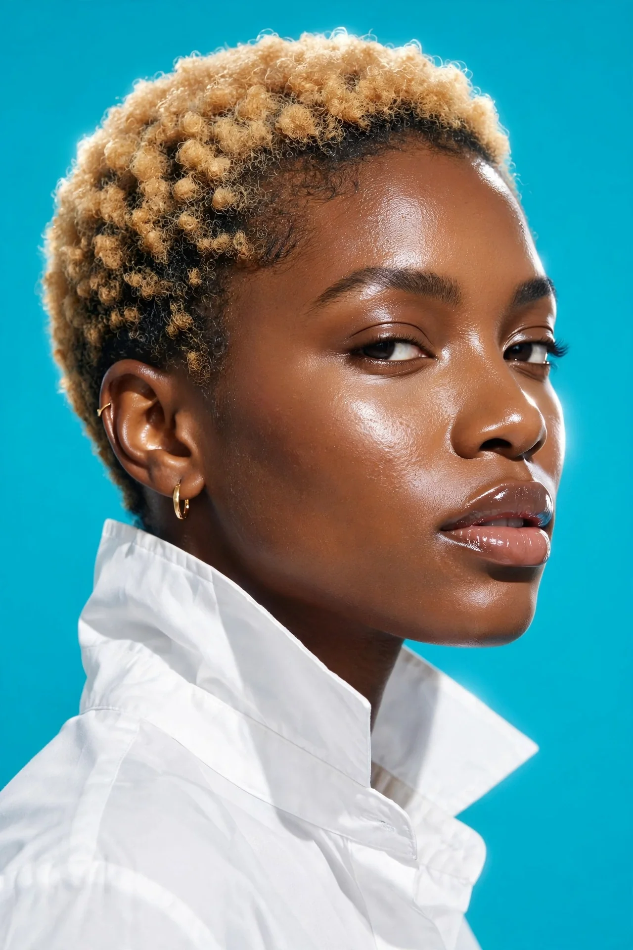 Honey Blonde Color Pop on a Short Crop
