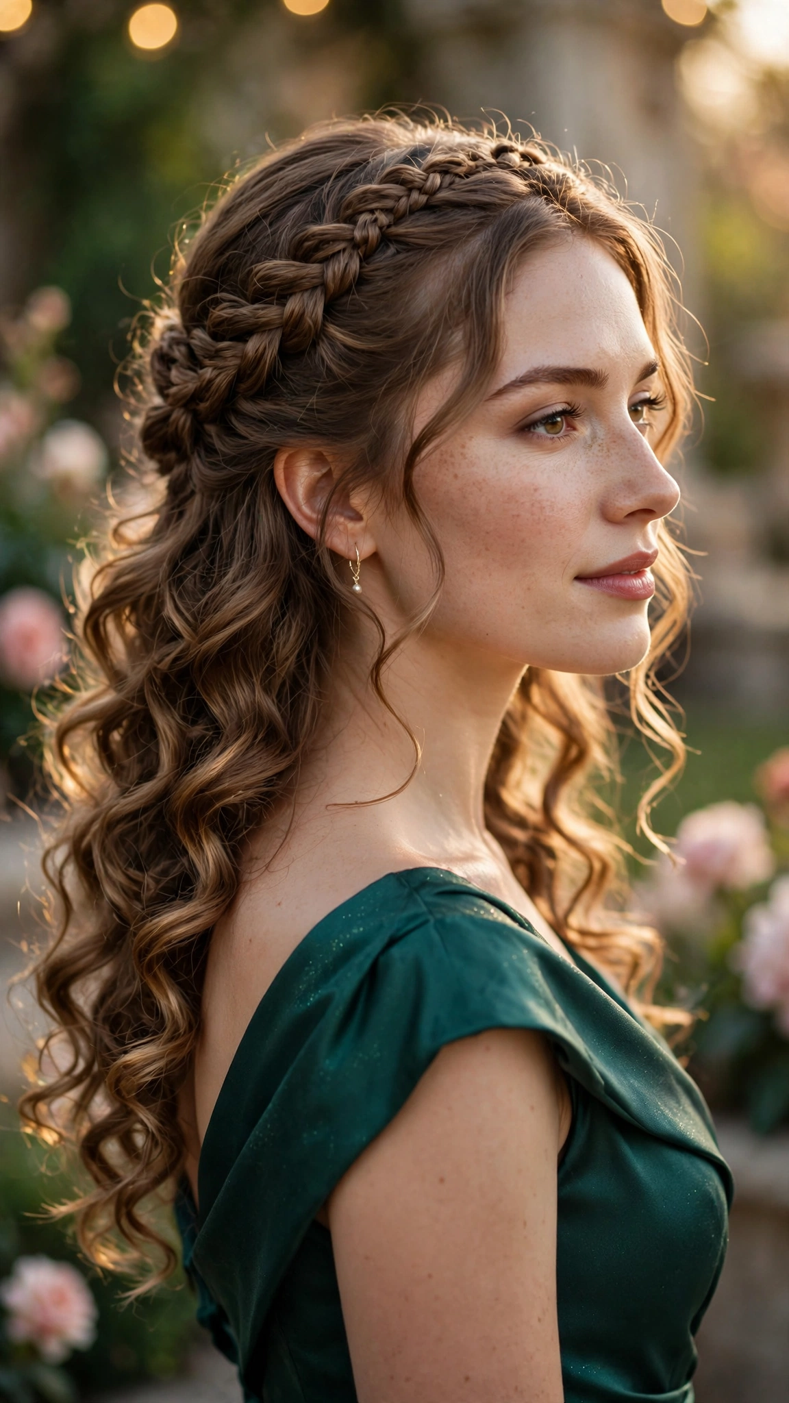 Braided Half-Up with Loose Curls