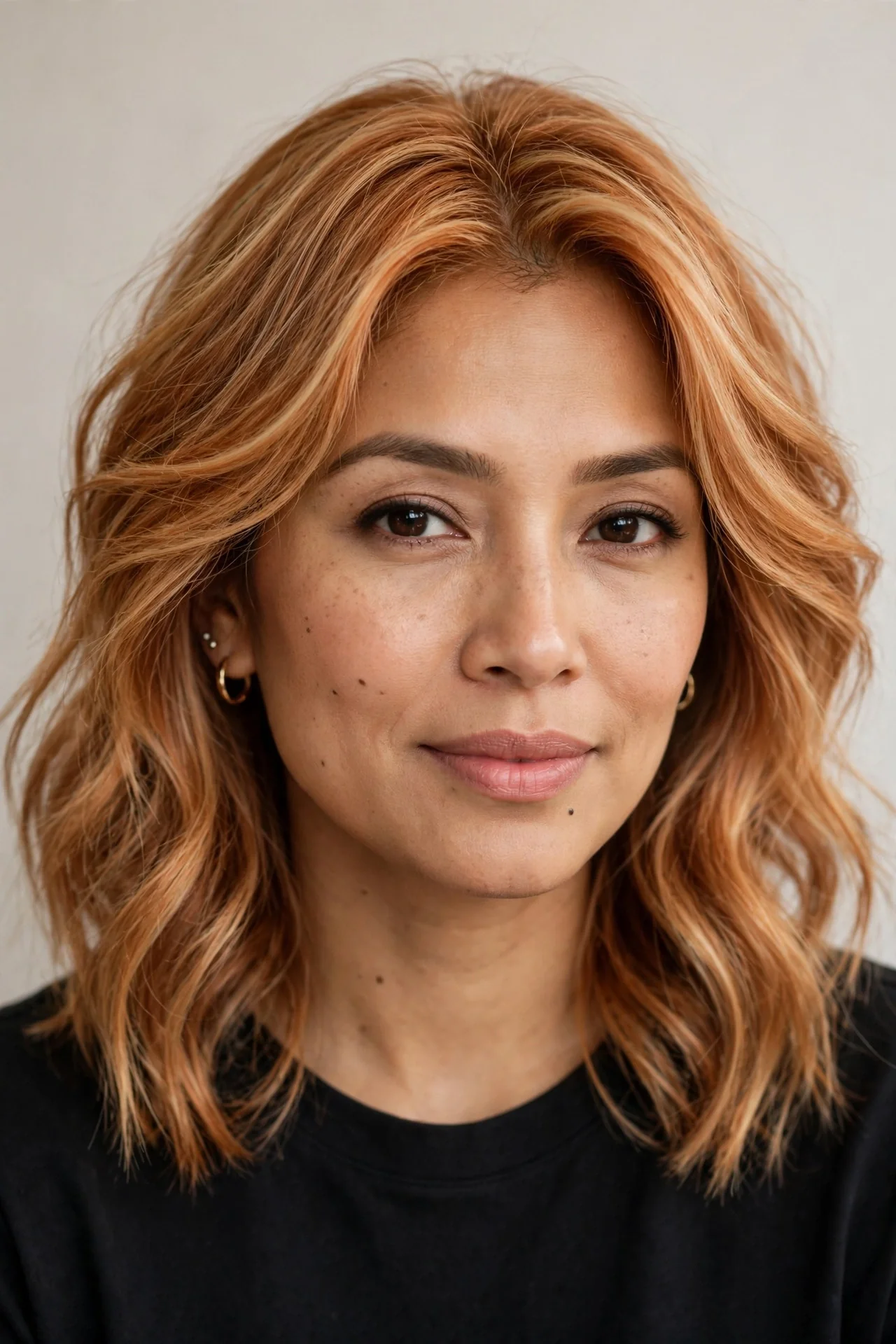 Strawberry blonde with honey highlights hair color
