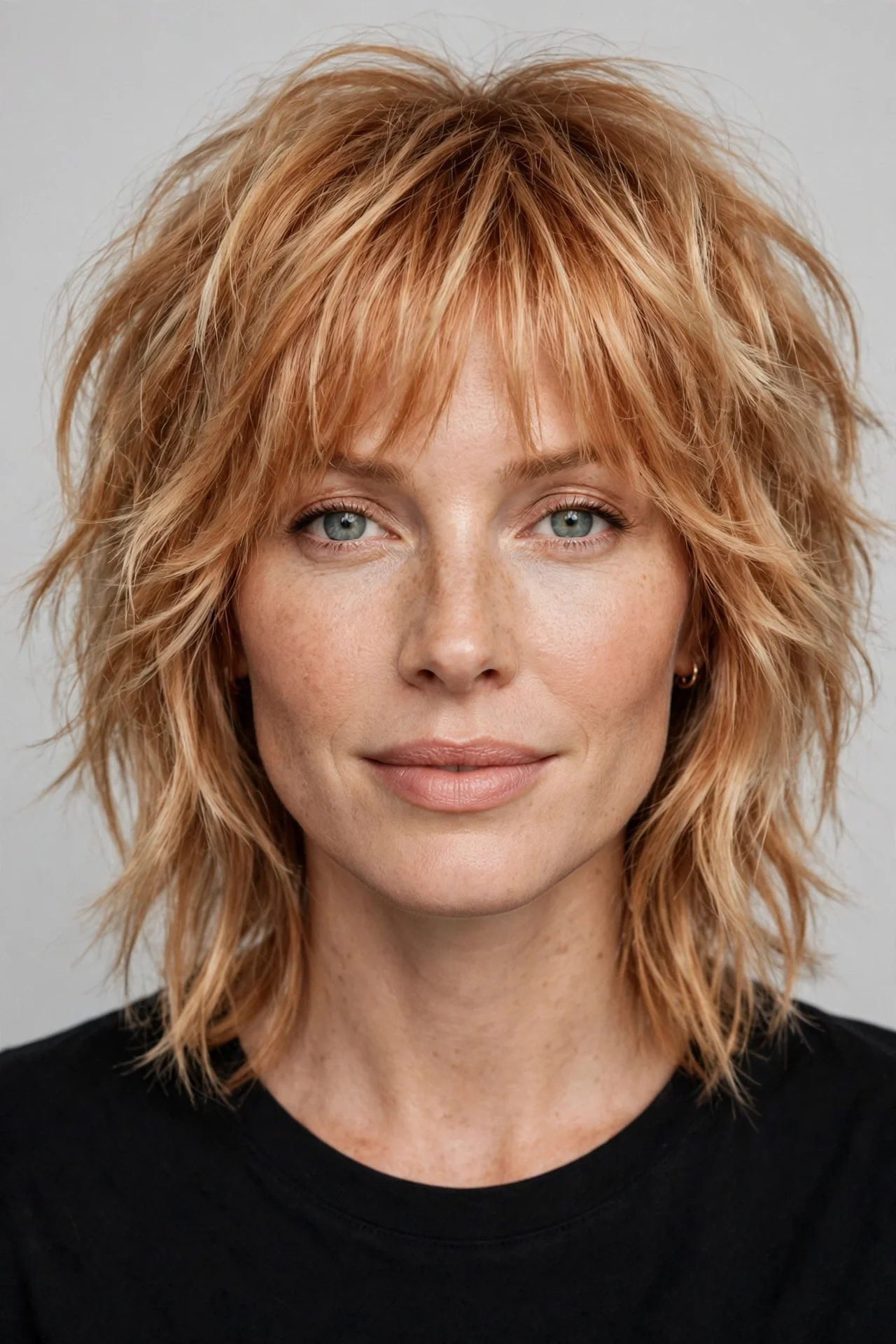 Strawberry blonde shag hair color