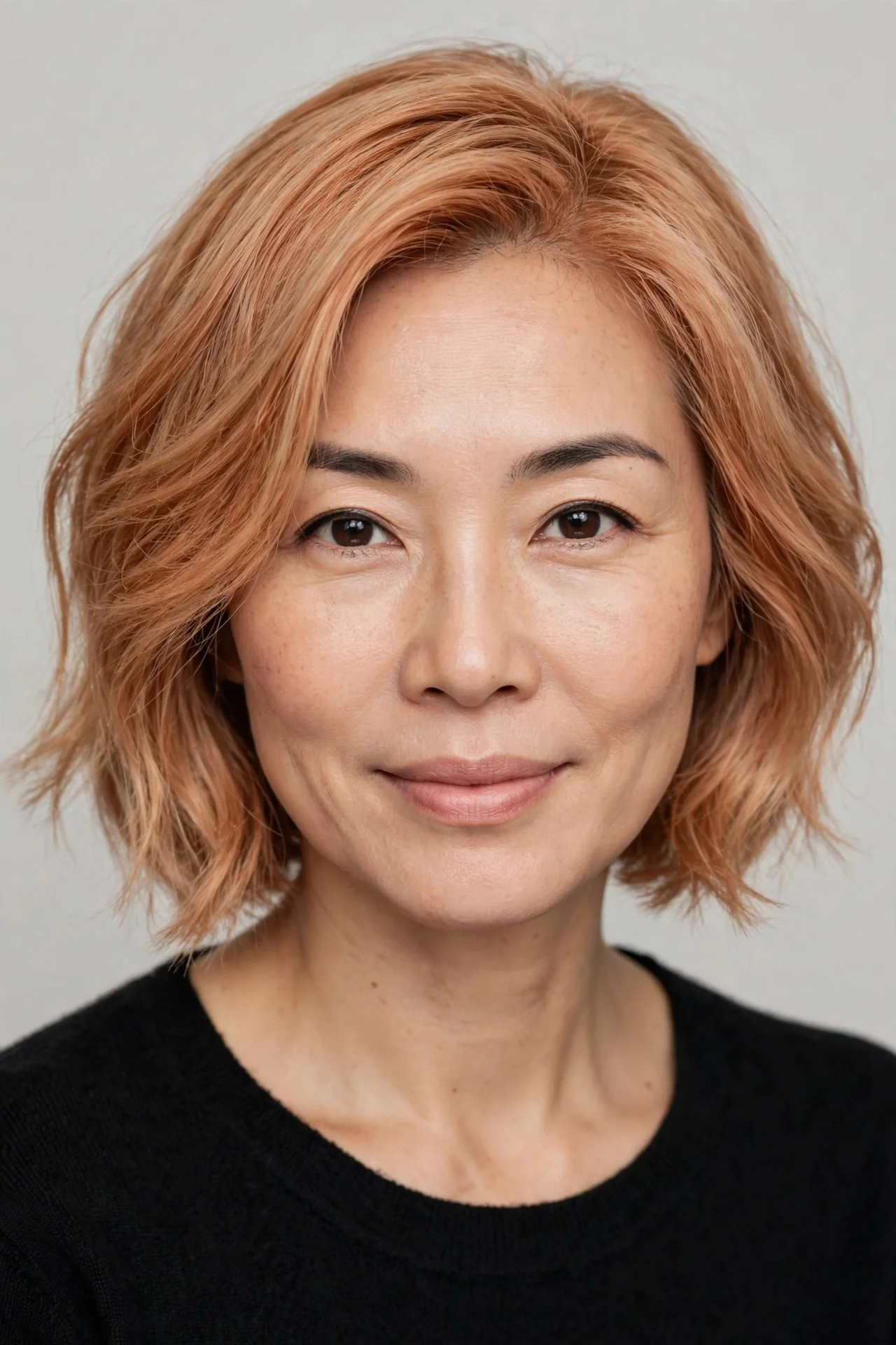 Strawberry blonde lob hair color