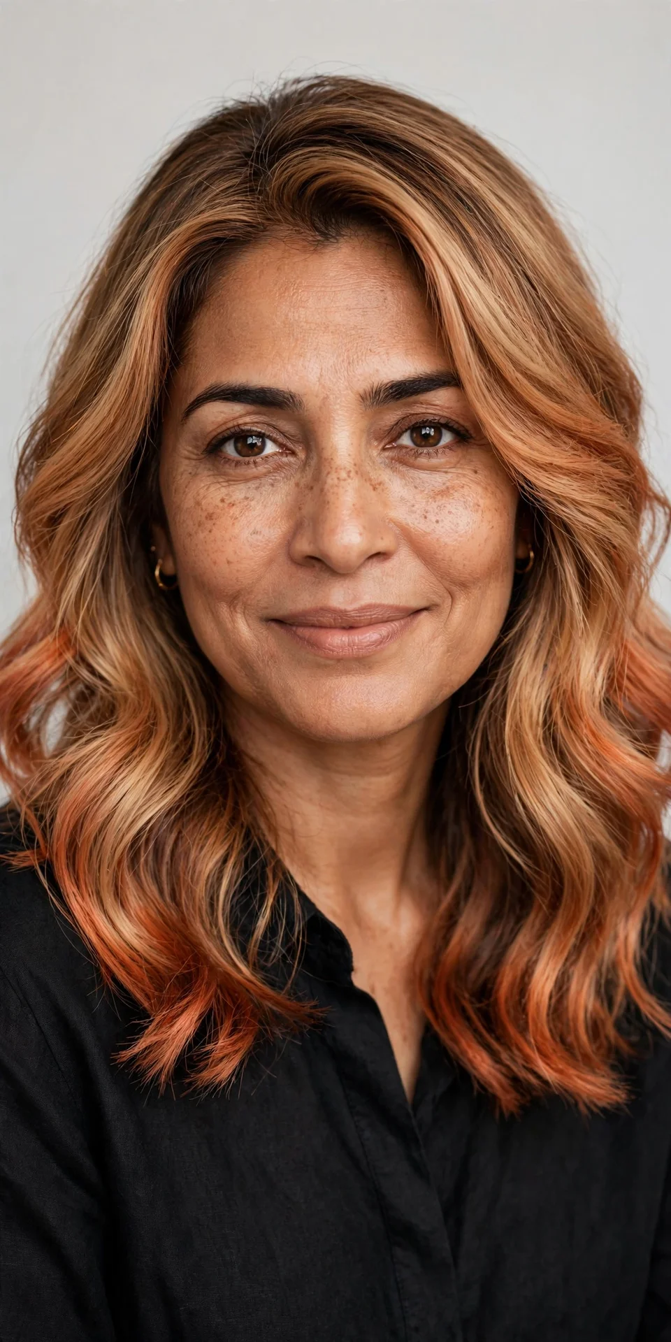 Strawberry blonde with copper ends hair color