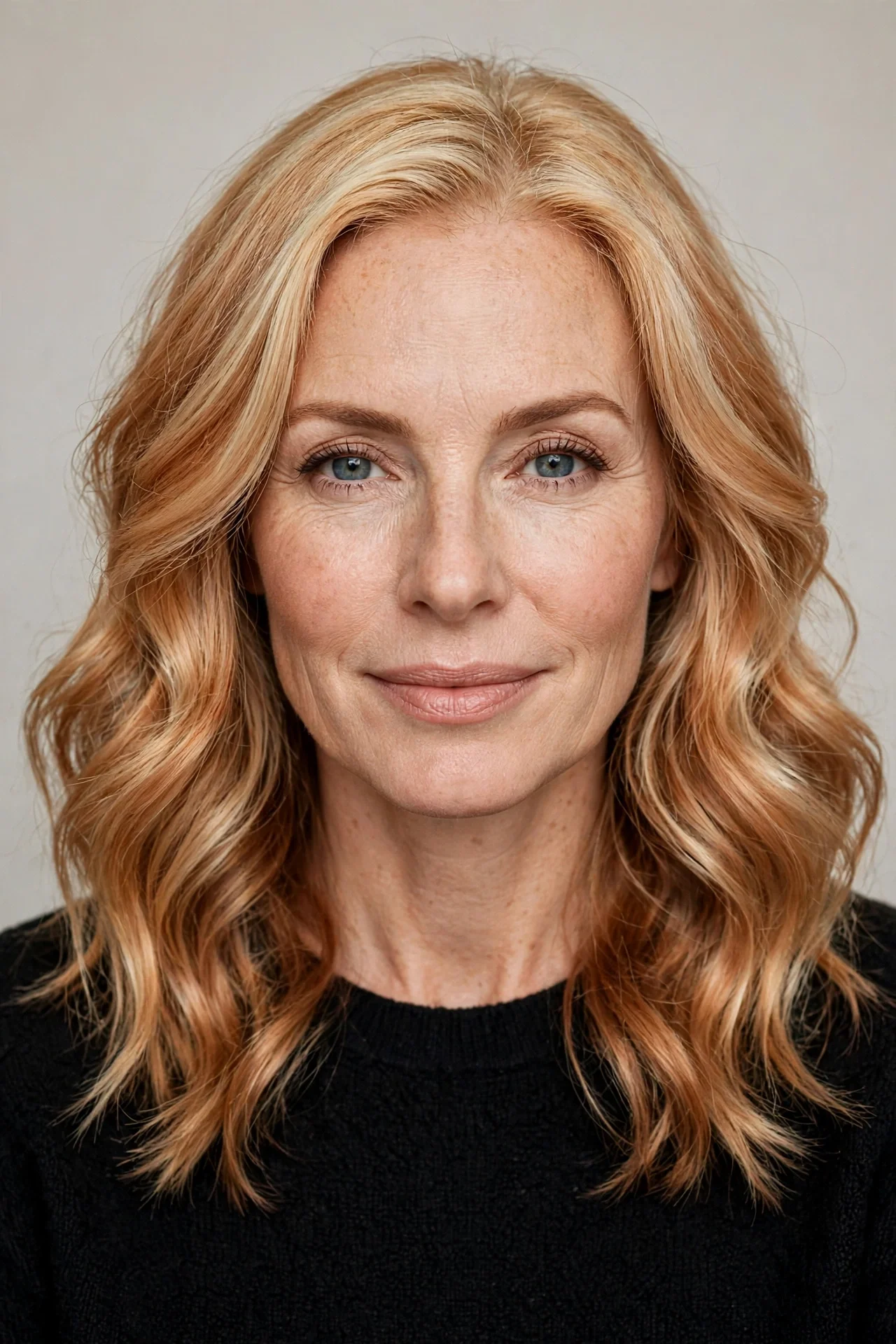 Strawberry blonde with golden roots hair color